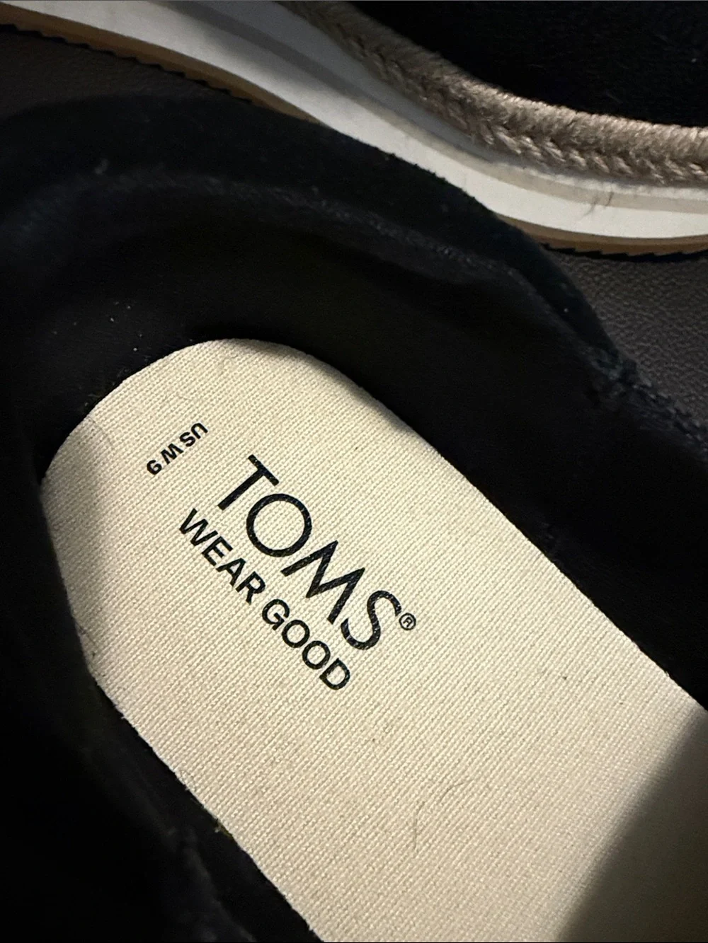 NWOT Toms Black Espadrille Platform Slip-On